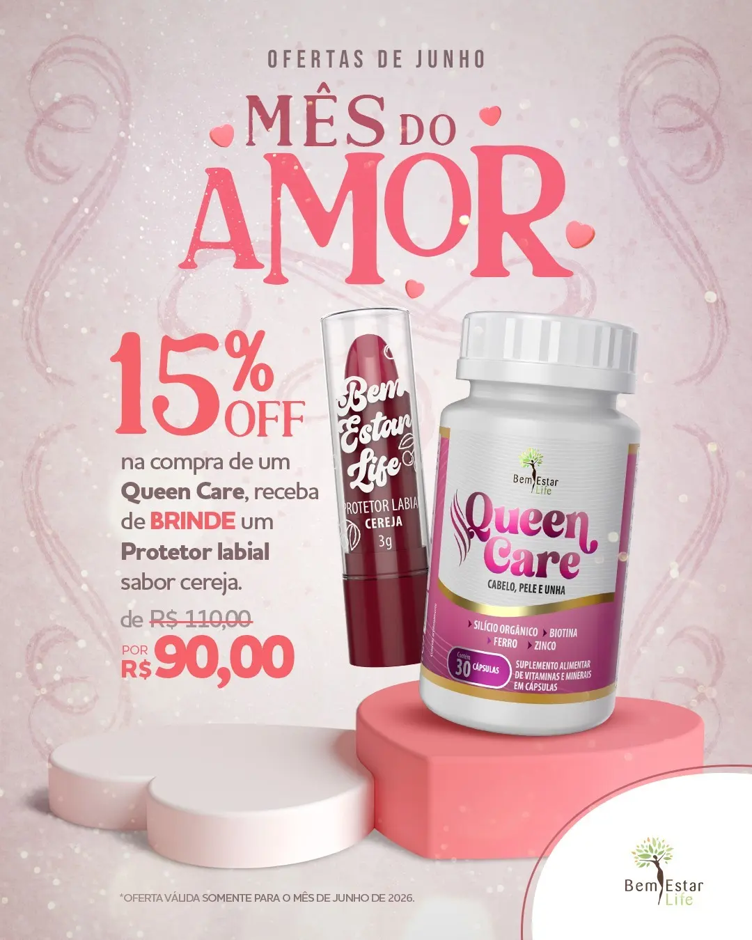 QUEEN CARE *CABELO E UNHA* brinde PROTETOR LABIAL