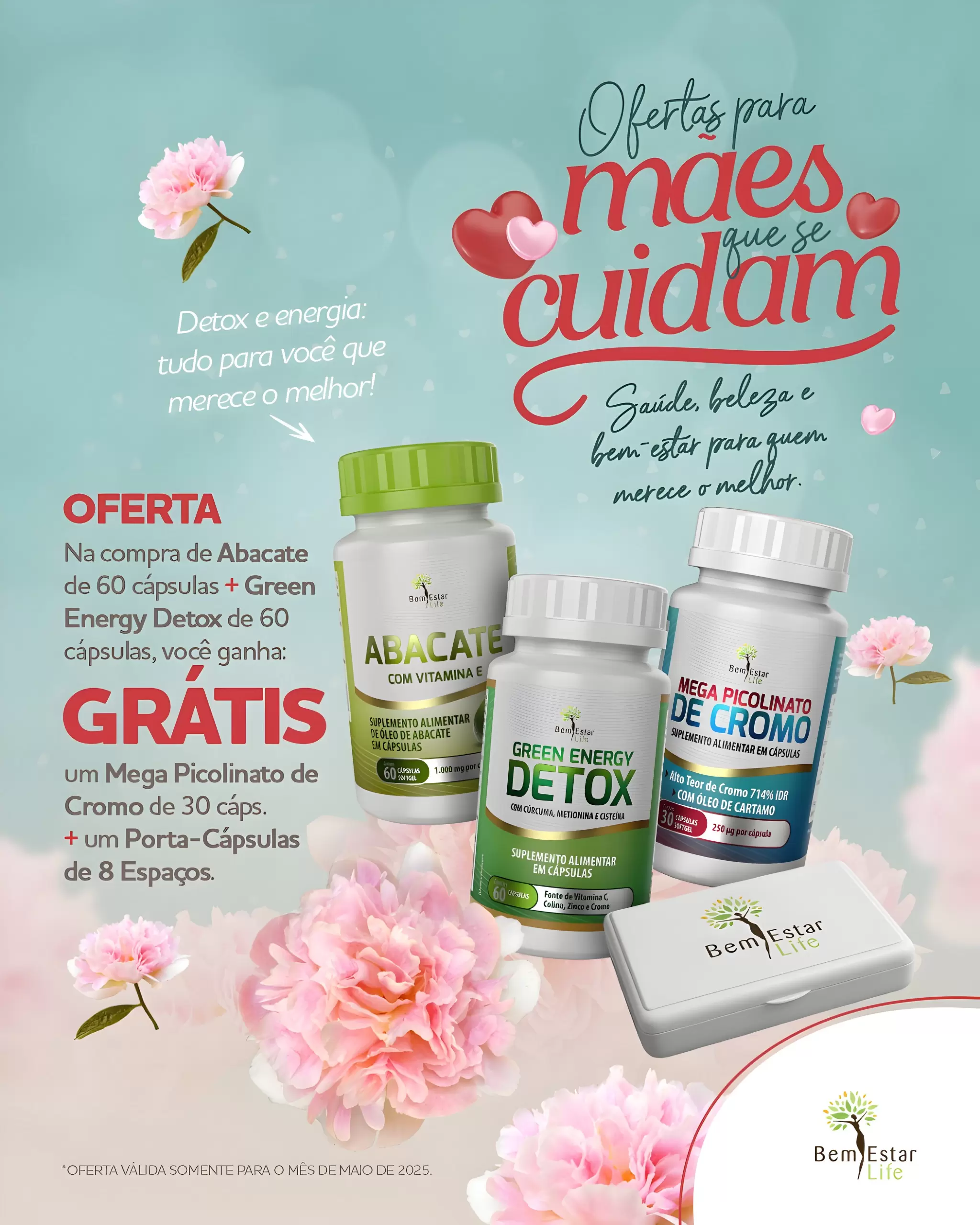 ABACATE 60 Caps + GREEN ENERGY DETOX Brinde MEGA PICOLINATO DE CROMO 