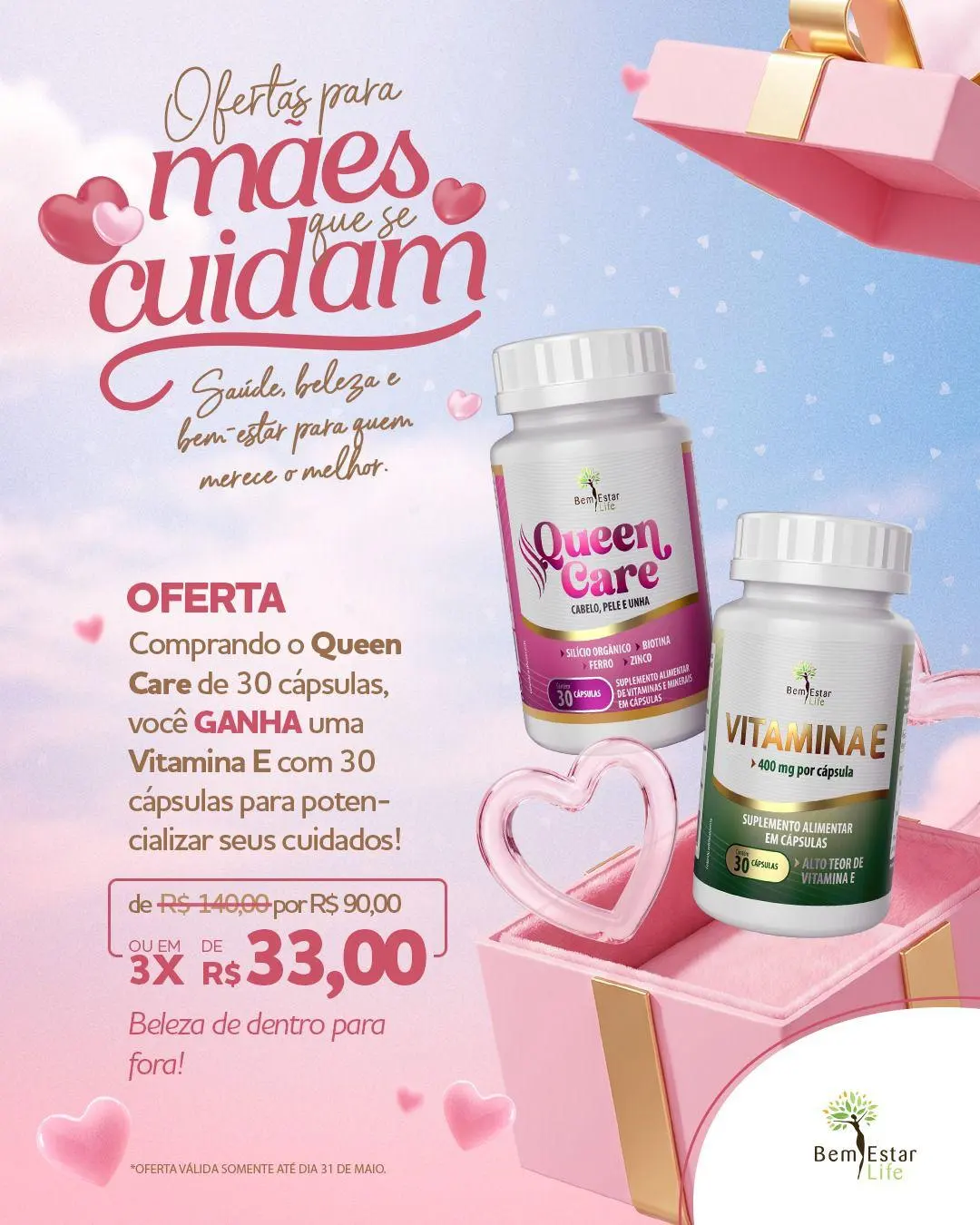 QUEEN CARE *CABELO E UNHA* brinde VITAMINA E