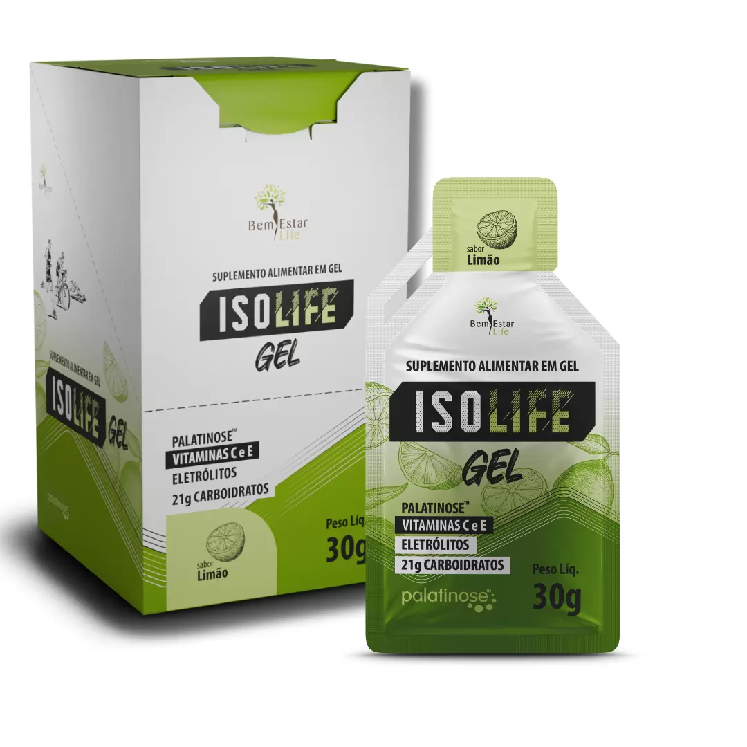 ISO LIFE GEL CARBO - C/ VITAMINA C e E - Sabor LIMÃO 10 SACHÊS