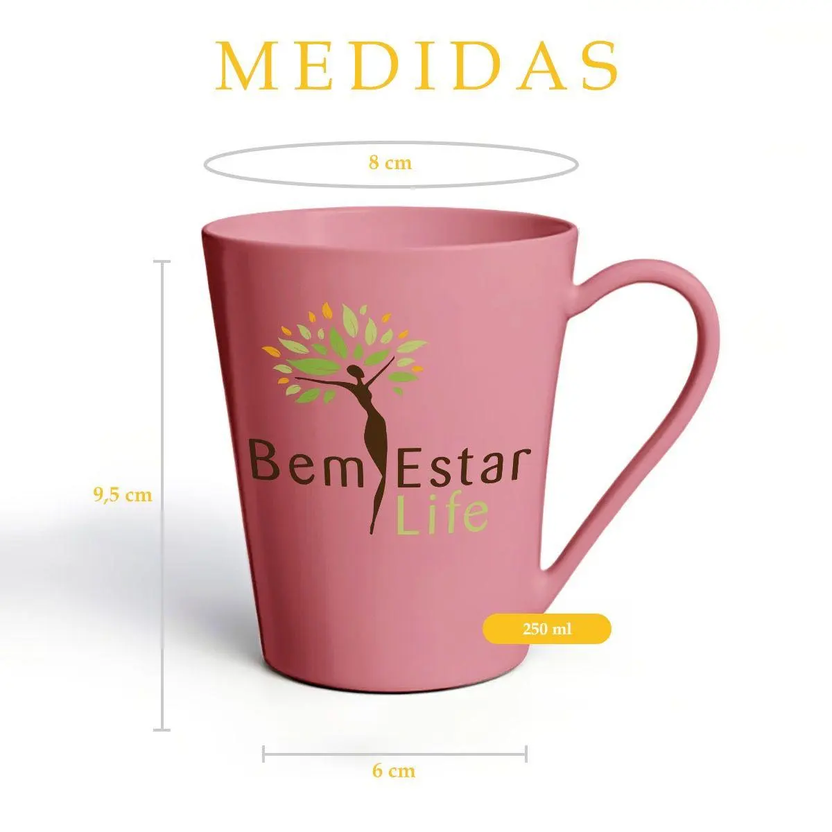 XÍCARA COR ROSA 250 ML 