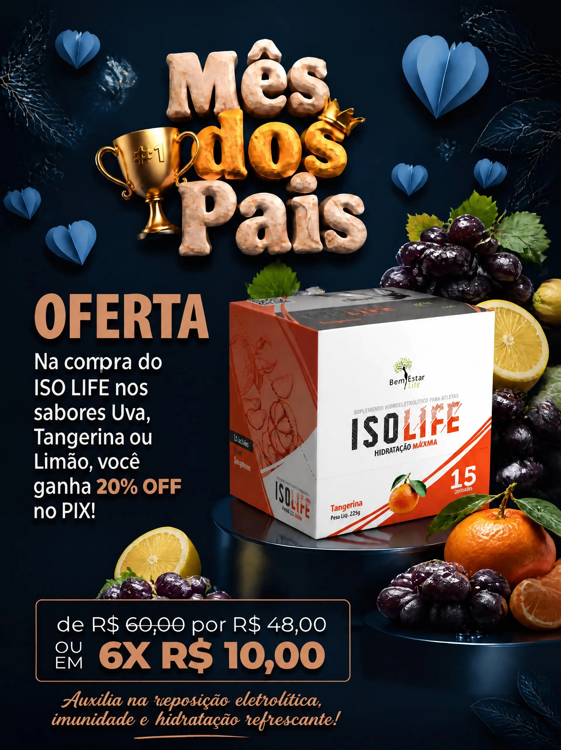iso life 20% desconto uva -tangerina - limão 