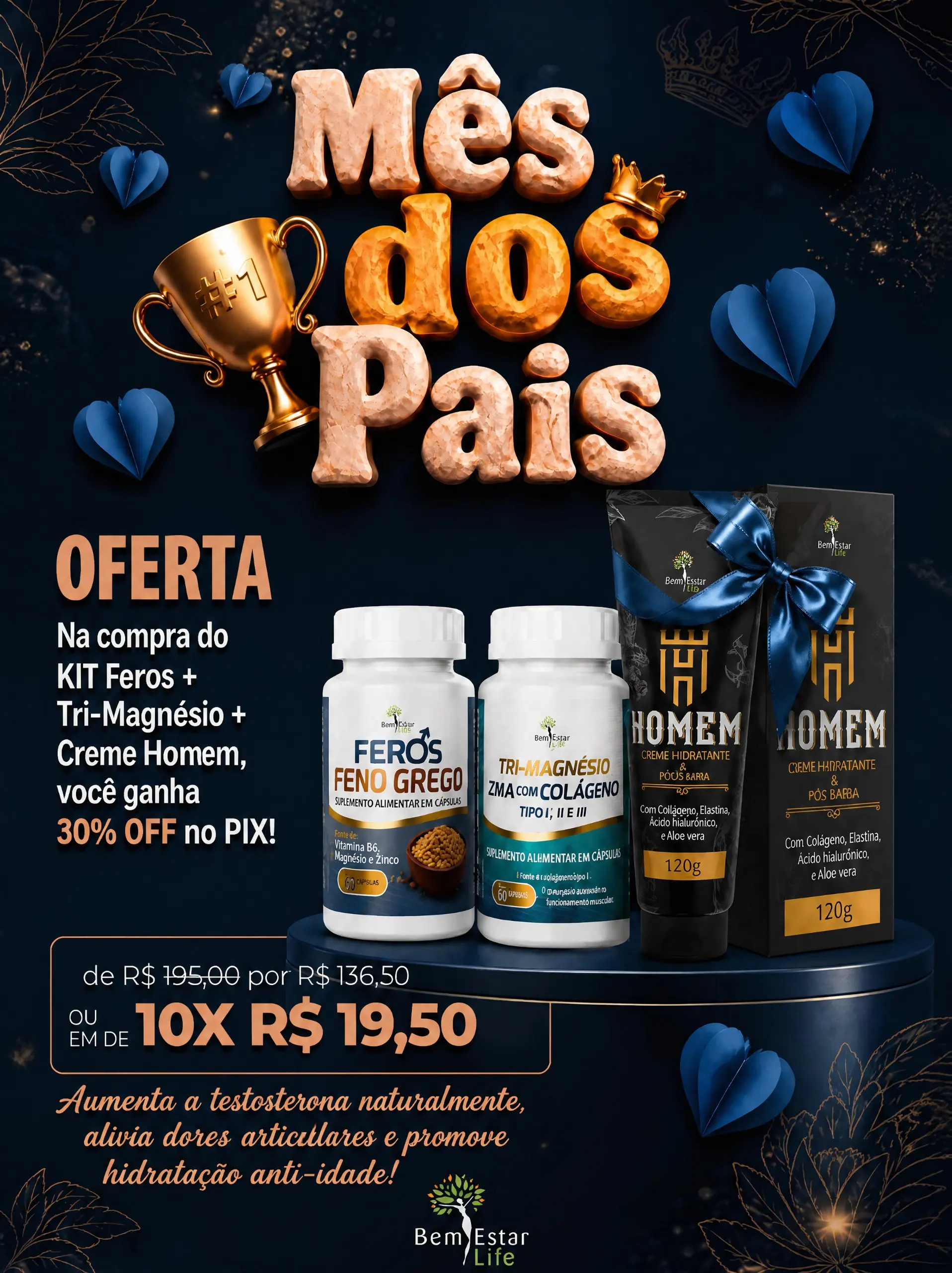 feros + tri-magnesio + creme hidratante 30% off
