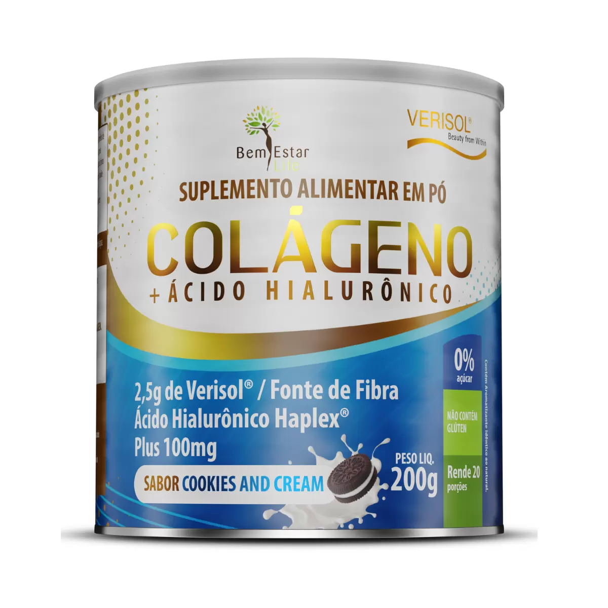 COLAGENO VERISOL COM ÁCIDO HIALURÔNICO - COOKIS AND CREAM